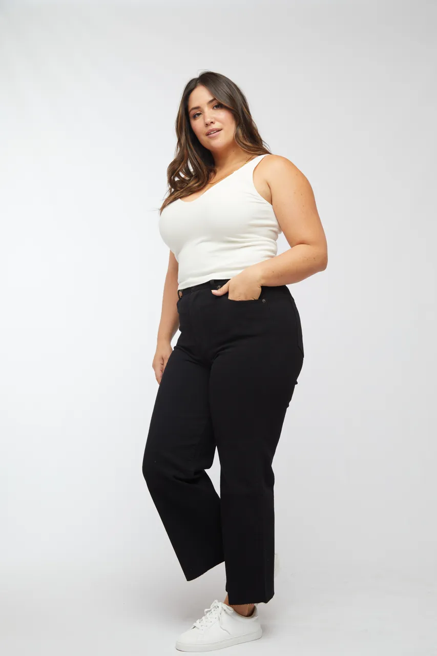 Aberdeen High Rise Wide Leg Crop Black