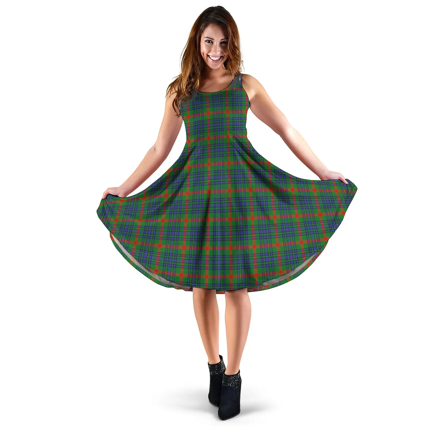 Aiton Tartan Sleeveless Midi Womens Dress