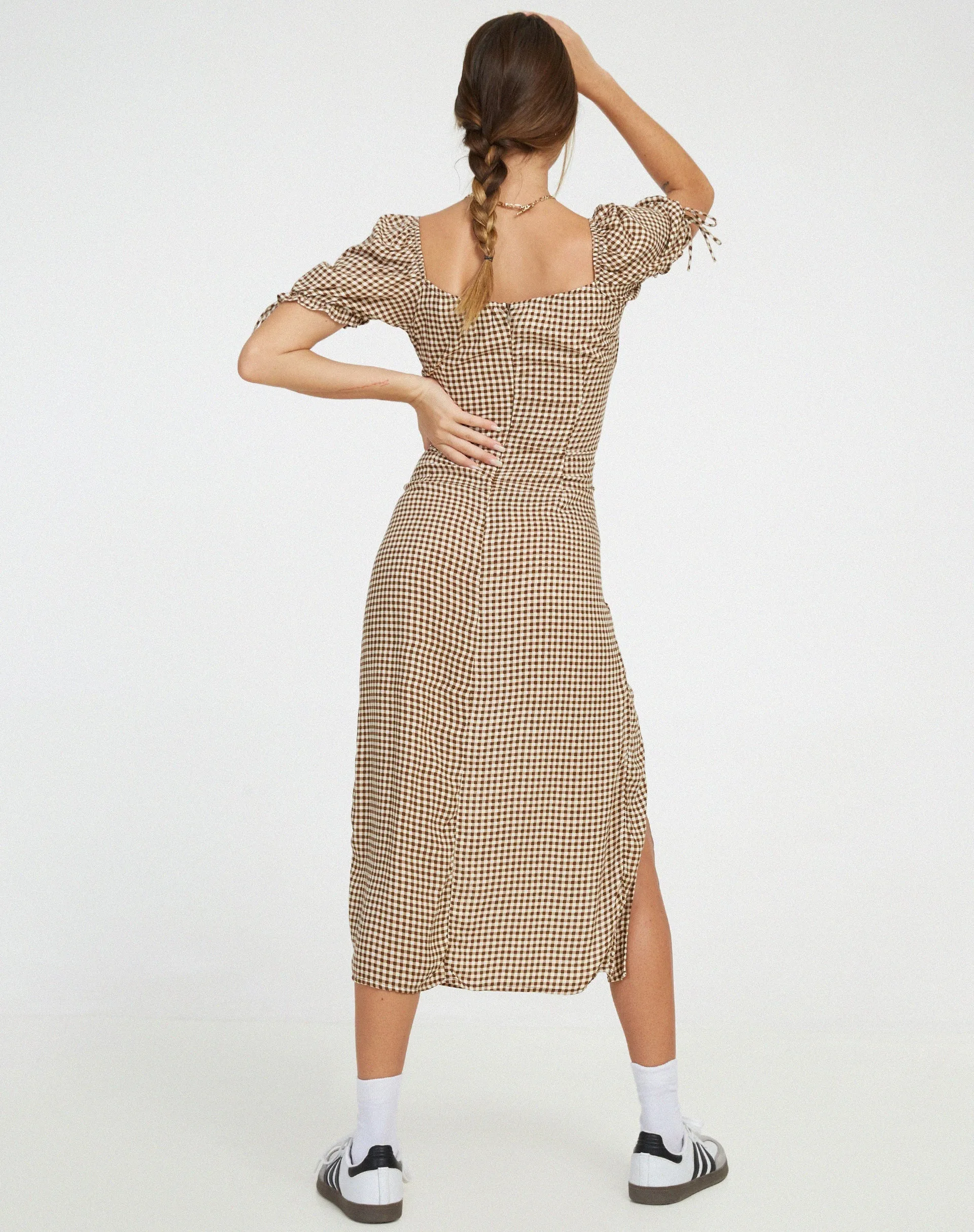 Cello Midi Dress in Mini Gingham