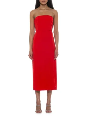 Ellie Alexia Admor Midi Strapless Sheath Dress, Red