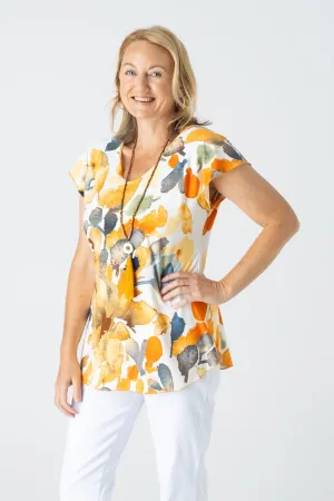 Fall Print Short Sleeve Jersey Top