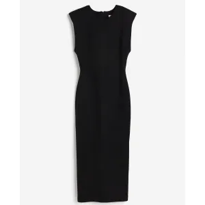 H&M Shoulder-pad Midi Dress, black