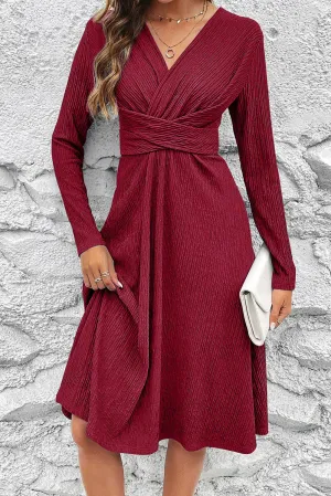 Megan Cross Wrap Long Sleeve Dress | S-XL | PRE ORDER