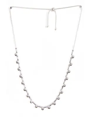 Silver Tube Bead Long Necklace