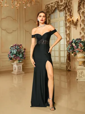 Strapless Backless Mermaid Split Pleated Prom Dress RA60053