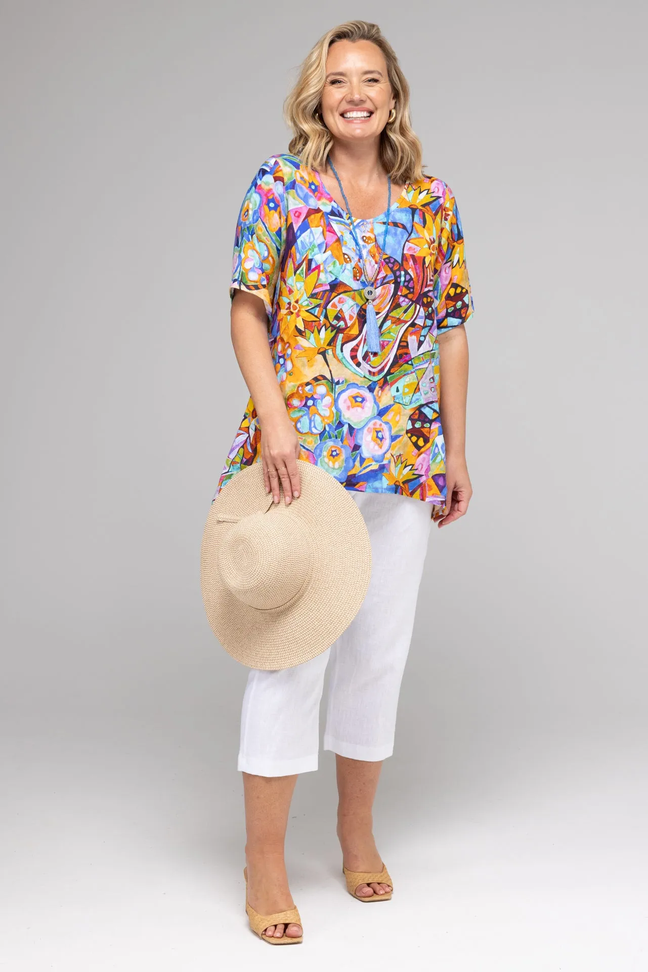 Sunkist Short Sleeve Linen Swing Shirt