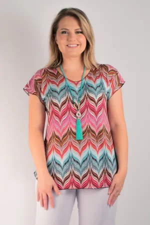 Taj Print Short Sleeve Jersey Top