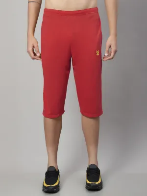 Vimal Jonney Red Regular fit Cotton Capri for Men