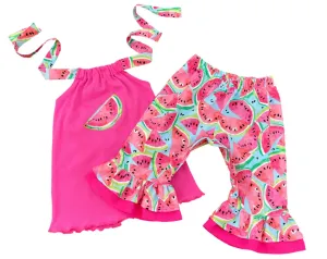 Watermelon Print Little Girl Outfit